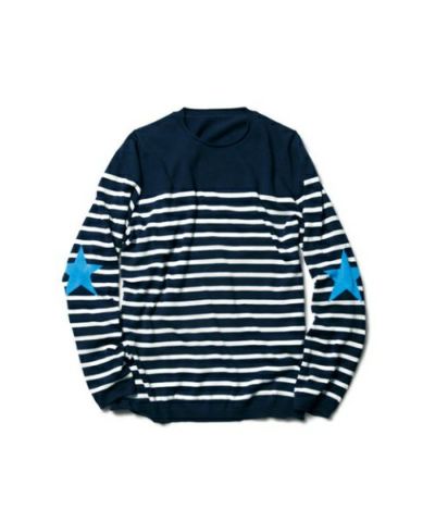 SOPHNET.＞PANEL BORDER STAR ELBOW PATCH CREW NECK KNIT | MAKES