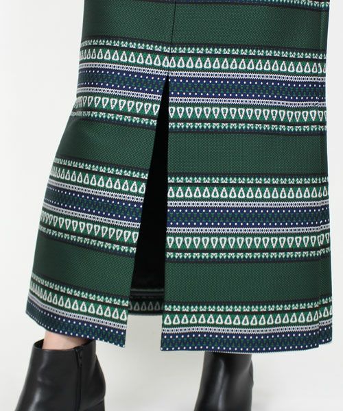 Mame / Ethnic pattern Jacquard skirt - ロングスカート