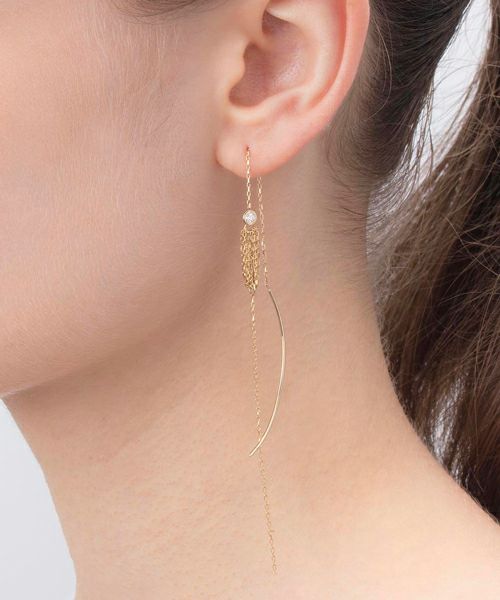 ＜Hirotaka＞Crinoid Diamond Long Tassel Earring(CD04KDE)