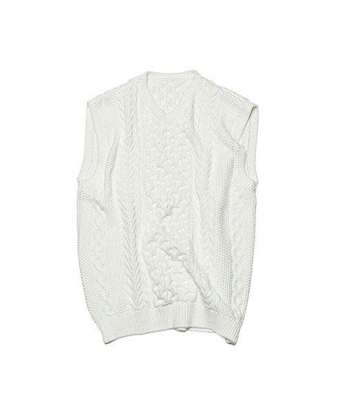 ＜uniform experiment＞COTTON CABLE KNIT VEST