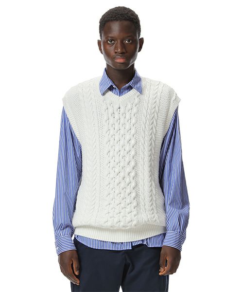 uniform experiment＞COTTON CABLE KNIT VEST | MAKES ONLINE STORE