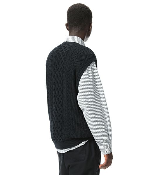 uniform experiment＞COTTON CABLE KNIT VEST | MAKES ONLINE STORE