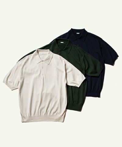 ＜A.PRESSE＞Cotton Knit S/S Polo Shirts