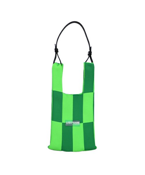 ＜LASTFLAME＞MACRO ICHIMATSU MARKET BAG SMALL (GREEN×NEON GREEN)