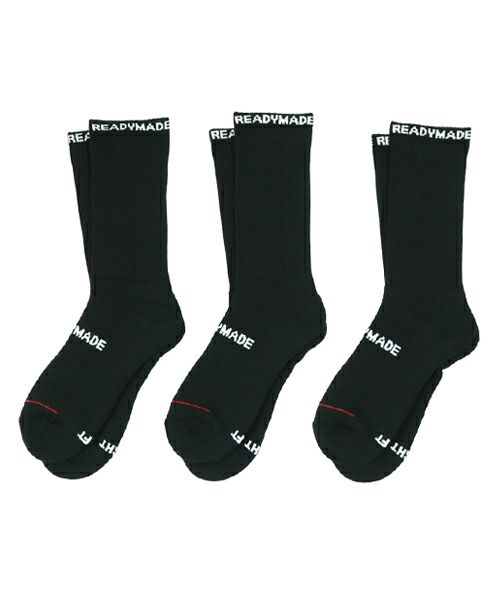 ＜READYMADE＞3P CREW SOCKS BLACK