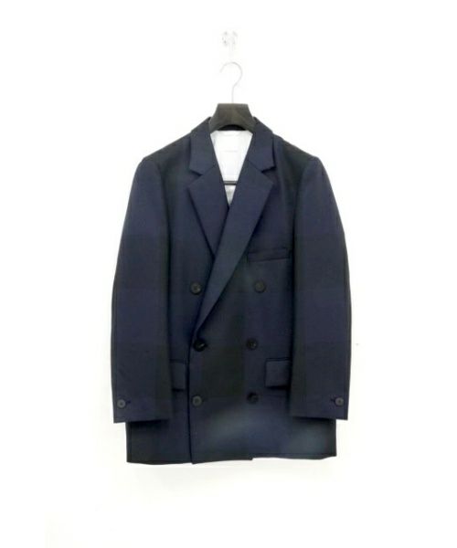 ＜OVERCOAT＞DOUBLE BREASTED JACKET WITH NOTCHED COLLAR IN WOOL BUFFALO CHECK