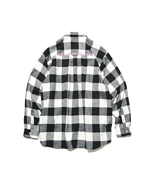 uniform experiment＞BAGGY REGULAR COLLAR FLANNEL BLOCK CHECK SHIRT