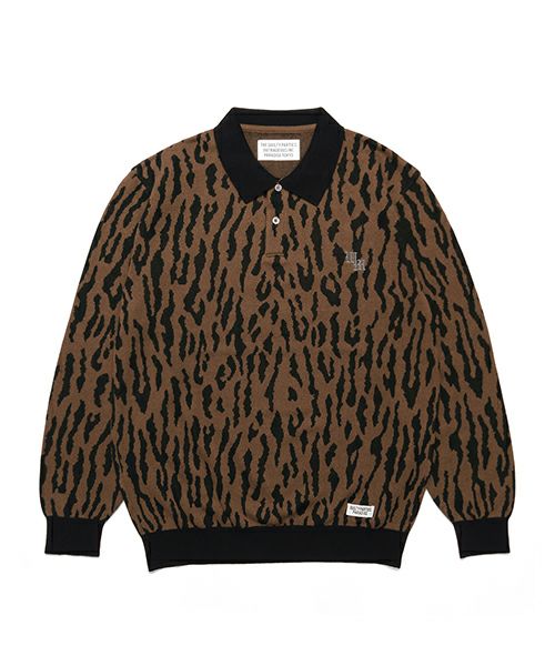 ＜WACKO MARIA＞LEOPARD KNIT JACQUARD POLO SHIRT