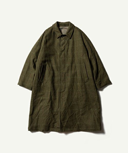  ＜A.PRESSE＞Tweed Balmacaan Coat CHECK