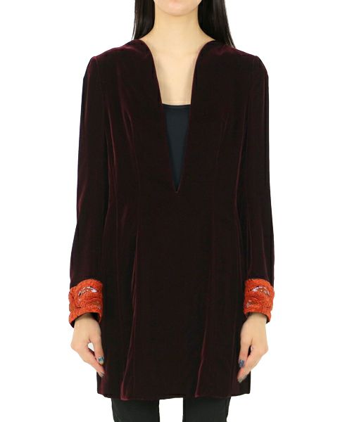 ＜Mame Kurogouchi＞Embrolderod Velvet Plunge Mini Dress(30th Anniversary Item)