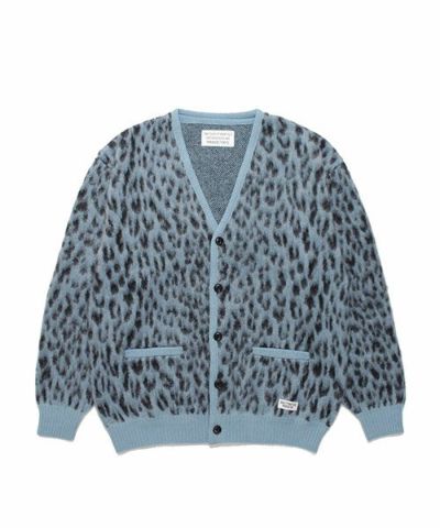 トップス WACKOMARIA MOHAIR KNIT CARDIGAN 22ss Wacko Maria Men's Leopard Mohair Cardigan in Beige Wacko Maria