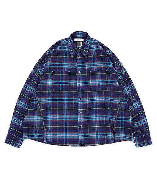 ＜FACETASM＞COTTON CHECK ZIPPER SHIRT