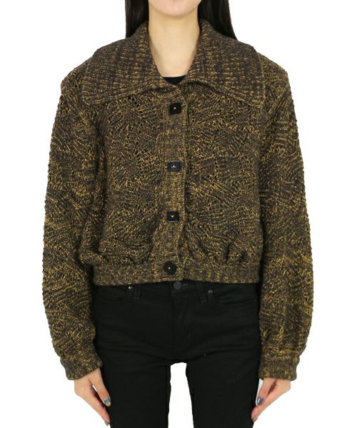 ＜VERONIQUE LEROY＞Openwork Knit Large collor Bomber Jacket