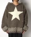 ＜Children of the discordance＞OVERSIZED STAR MOTIF KNIT HOODIE