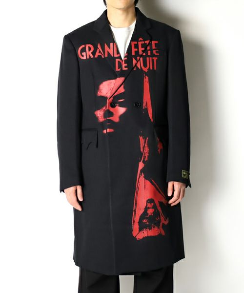 RAF SIMONS＞Classic coat with uniform pockets and print | MAKES ONLINE STORE