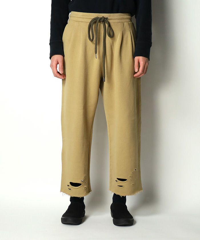 ＜R13＞CROPPED PLEATED WIDE LEG SWEATPANT