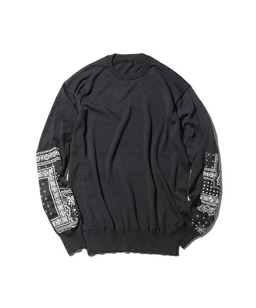 ＜SOPHNET.＞BANDANA SLEEVE PATCHED CREWNECK KNIT