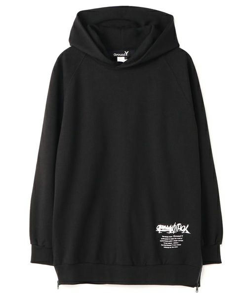 ＜Ground Y＞Yohji Yamamoto Upside Down LOGO Side Zipper Hoodie