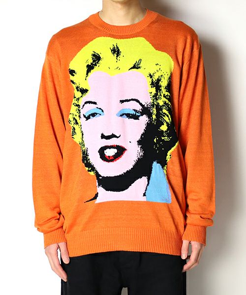 ＜JUNYAWATANABE COMMEdesGARCONS MAN＞多素材MIX天竺インターシャニット/Marilyn Monroe