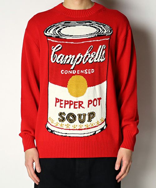 ＜JUNYAWATANABE COMMEdesGARCONS MAN＞綿×アクリル天竺インターシャニット/Campbell Soup