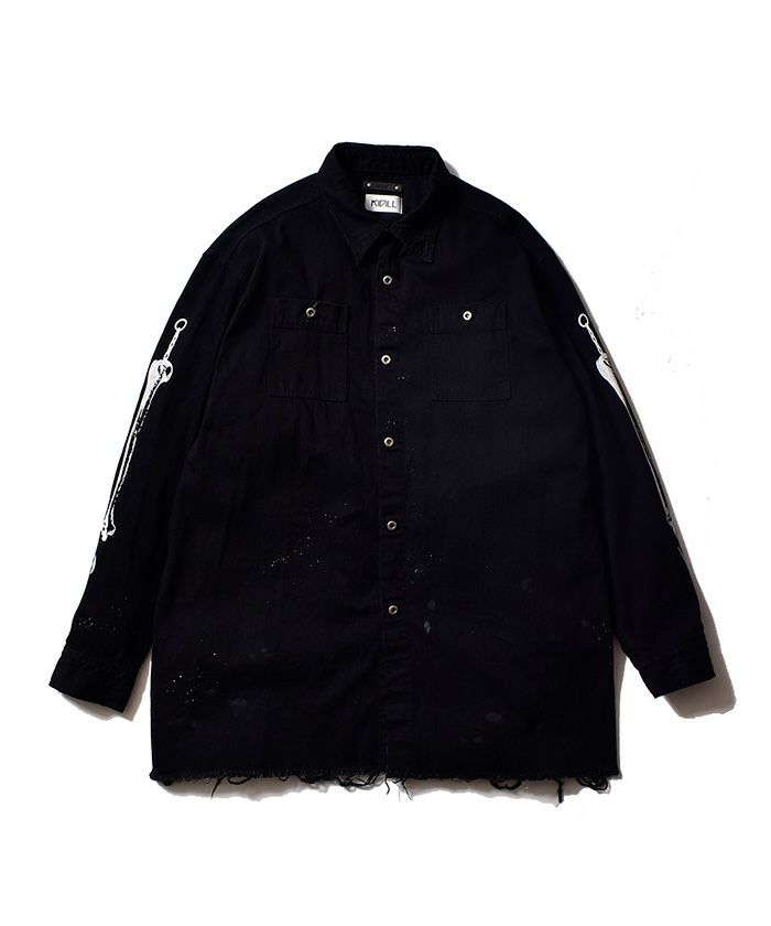 ＜KIDILL＞OVERSIZED DENIM SHIRT - DISTRESSED DENIM