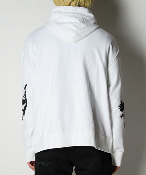 RAF SIMONS＞Zipped hoodie with RS hand signs on sleeves | MAKES