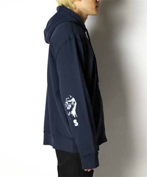RAF SIMONS＞Zipped hoodie with RS hand signs on sleeves | MAKES ...