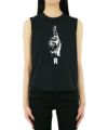 ＜RAF SIMONS＞Sleeveles tight fit top with R hand sign print