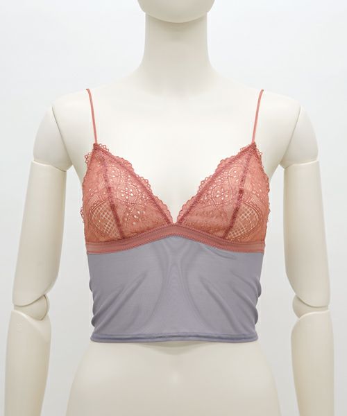 ＜OVERNEATH＞Bra043(Pink×Grey)