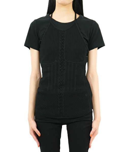 mame Openwork Lace-up Knitted Top