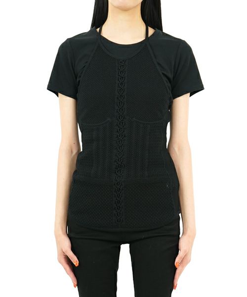 Mame Kurogouchi＞Openwork Lace-up Knitted Top | MAKES ONLINE STORE