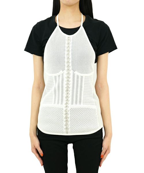 Mame Kurogouchi＞Openwork Lace-up Knitted Top | MAKES ONLINE STORE