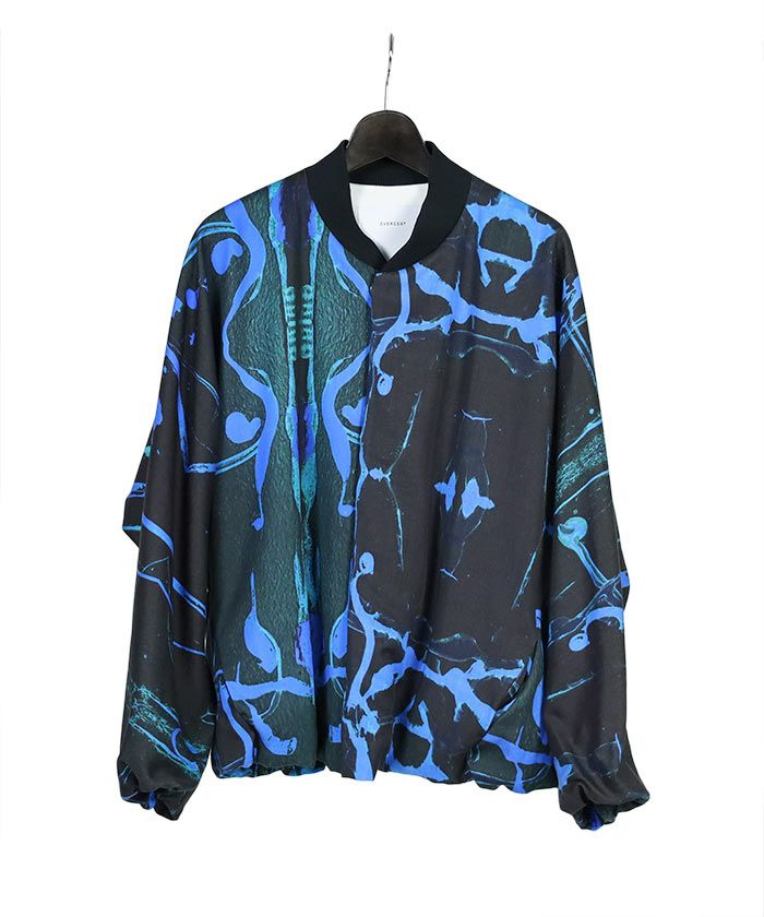 ＜OVERCOAT＞Dolman Sleeve Blouson With Ribbed Collar In Printed Lyocell