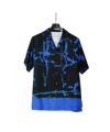 ＜OVERCOAT＞Dropped Shoulder Short Sleeve Top With Camp Collar In Printed Lyocell