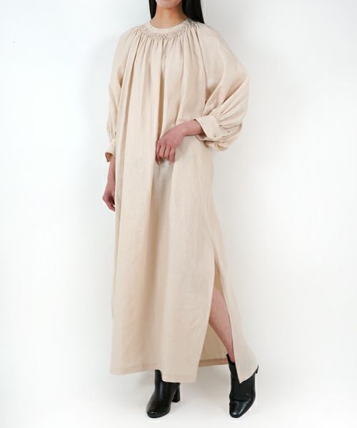 HYKE＞LINEN SMOCKED MAXI DRESS | MAKES ONLINE STORE