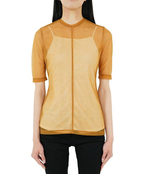 ＜Mame Kurogouchi＞Marble Plaid Sheer Crew Neck Top