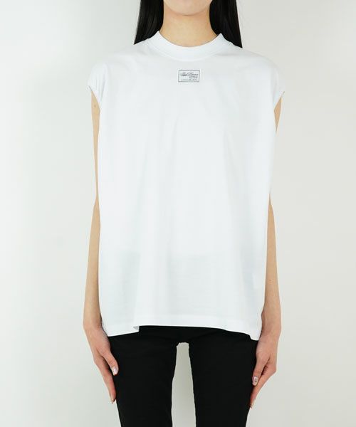 ＜RAF SIMONS＞sleeveless t-shirt with elastics and label