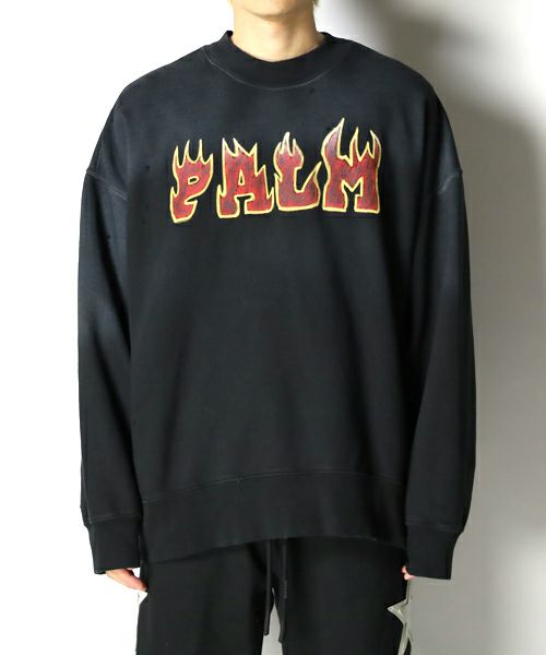 PALM ANGELS＞LOGO FLAMES VINT CREW (PMBS23-087) | MAKES ONLINE STORE