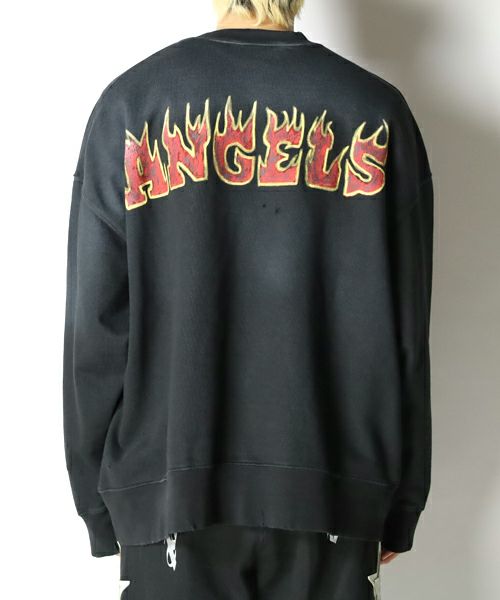 PALM ANGELS＞LOGO FLAMES VINT CREW (PMBS23-087) | MAKES ONLINE STORE