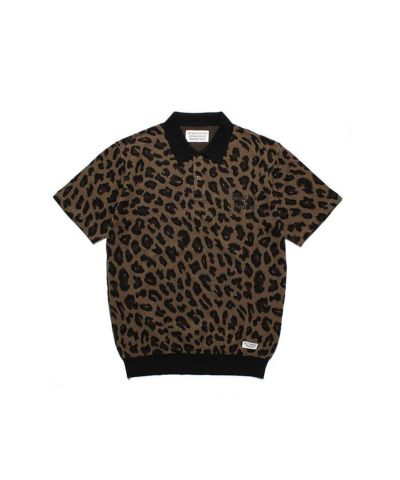 wackomaria leopard knit jacquard polo M-