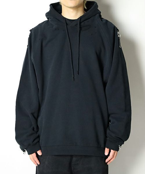 ＜RAF SIMONS＞Washed big fit hoodie with clasps and patch