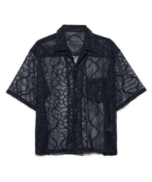 9,261円UNUSED　 Open collar mesh shirt