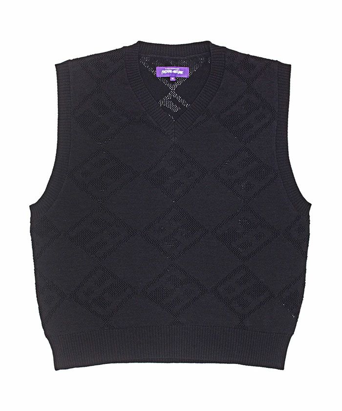 ＜Fucking Awesome＞Letter Square Vest Black