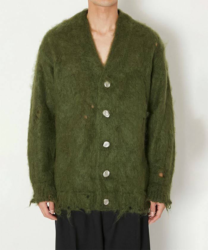 ALMOSTBLACK＞ORIGINAL STENLESS BUTTON MOHAIR CARDIGAN | MAKES 