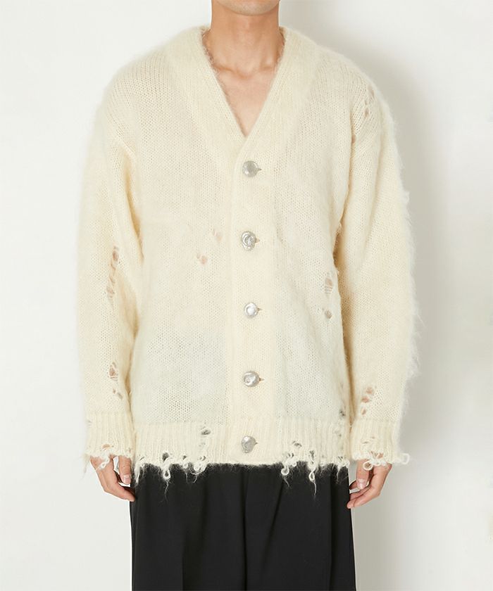 ALMOSTBLACK＞ORIGINAL STENLESS BUTTON MOHAIR CARDIGAN | MAKES