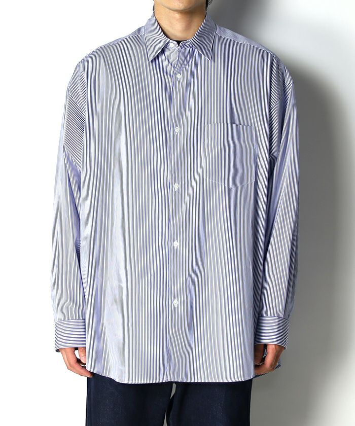 ＜Graphpaper＞High Count Regular Collar Round Cut Oversized Shirt(GM233-50033STB)