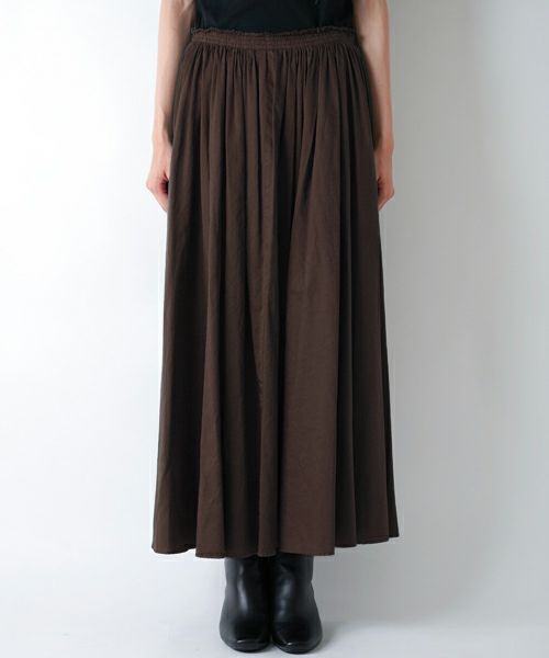 ATON＞MICRO COTTON SATIN GATHERD SKIRT | MAKES ONLINE STORE