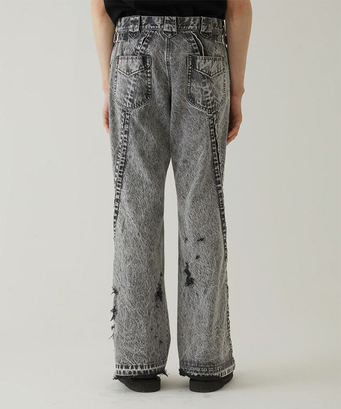 Tamme＞CRACKS BLEACH FLARED DENIM PANTS | MAKES ONLINE STORE