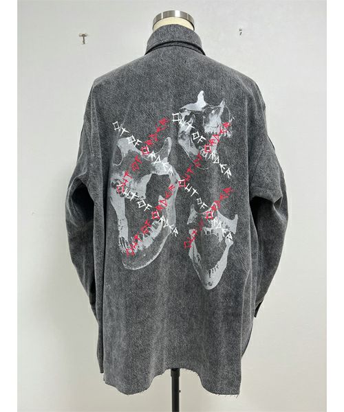 ＜KIDILL＞OVERSIZE DENIM SHIRT MULTI PRINT CHEMICAL WASH