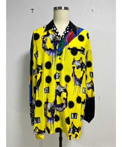 KIDILL＞SLASH OPEN COLLAR SHIRT SLULL PRINT PATTERN & LEOPARD